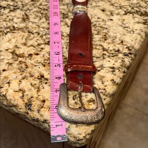 Tony Lama Brown Leather Belt with Gold Buckle